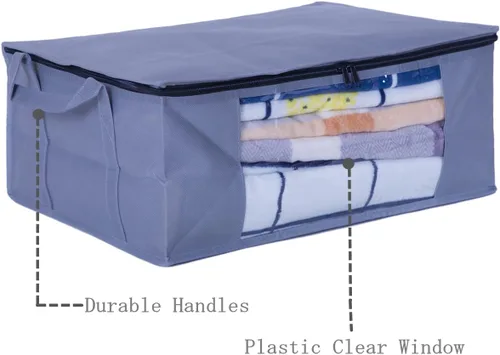 Vista 3 de Bolsas de almacenamiento de ropa con cremallera con ventana transparente de plástico y asas resistentes, ideales para almacenamiento de temporada