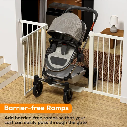 Vista 4 de Puerta magnética para bebés de 29.5 a 40.6 pulgadas para escaleras, puerta de perro montada a presión para interiores, puerta de mascotas de cierre