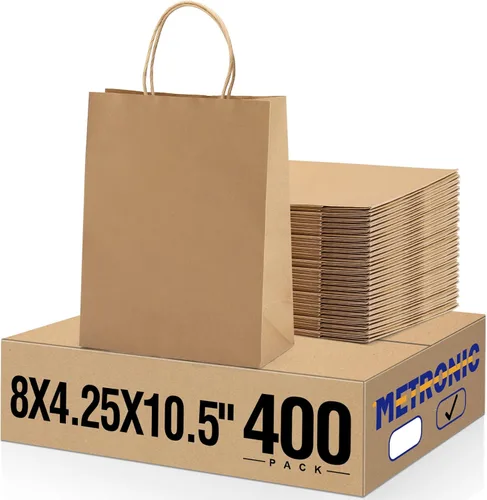 Vista 34 de METRONIC Bolsas de regalo de papel marrón de 5.25 x 3.75 x 8 pulgadas