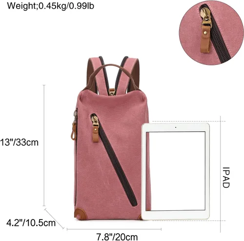 Vista 2 de KL928 Bolso bandolera de lona Mochila pequeña cruzada de hombro, mochila casual para hombres y mujeres, 6887-lona-óxido rojo, Ocio