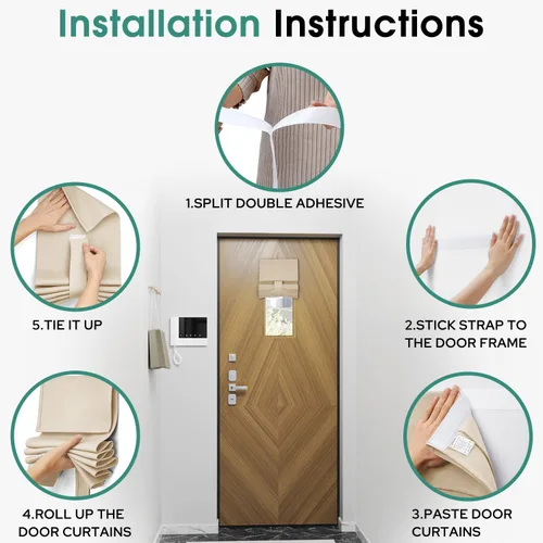Vista 4 de HOMEIDEAS Cortinas Opacas para Aula para Puerta Principal, Cubierta de Ventana de Puerta de Aula, Persianas de Privacidad con Aislamiento Térmico