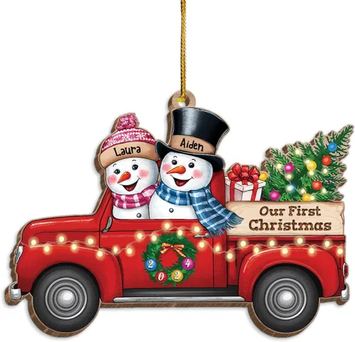Vista 19 de Adorno personalizado de primera Navidad juntos para parejas, adornos acrílicos navideños, regalos de recuerdo para parejas, novio, novia