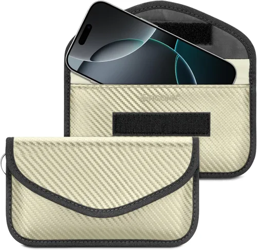 Vista 17 de TICONN 2PK Faraday - Bolsa para llavero de coche, bolsa de bloqueo RFID NFC Beige