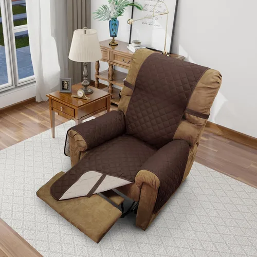 Vista 59 de Fundas para Silla Reclinable Reversibles Funda de Sofá para Mascotas Protector de Muebles Lazy Boy (Silla 23'', Beige/Beige)