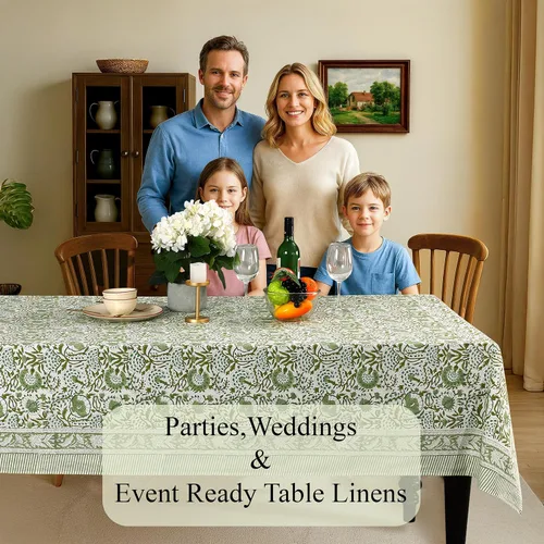 Vista 5 de CPC - Mantel rectangular 100% algodón con estampado de ágata verde, 54 x 54 Mantel decorativo hecho a mano lavable y reutilizable para mesa
