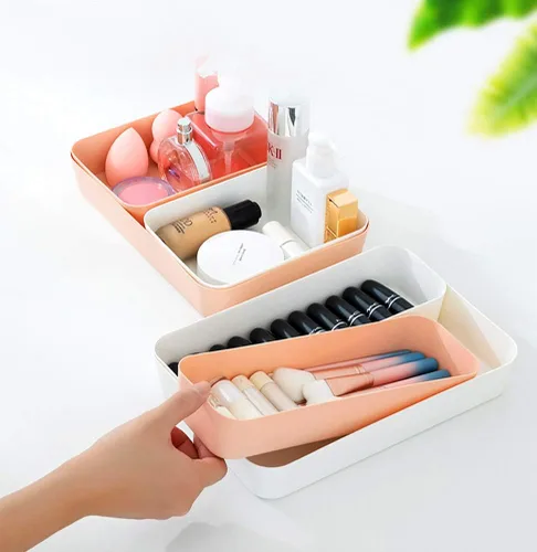 Vista 5 de SERENITA Organizador de cajones de plástico suave para cocina, tocador, baño, dormitorio, oficina, escritorio, clóset (2 grandes, 4 medianos, rosado)