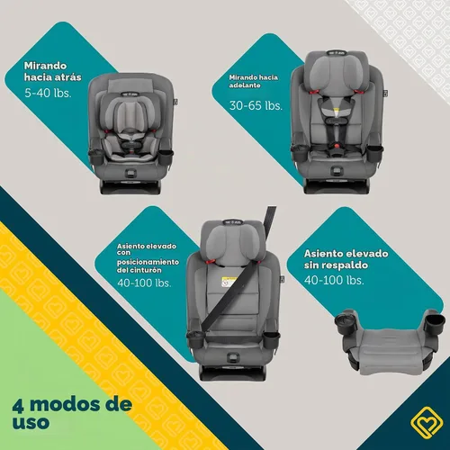 Vista 2 de Safety 1st EverSlim - Asiento de automóvil convertible 4 en 1, clip de pecho SecureTech, ultra delgado, 4 modos de bebé a refuerzo, asiento