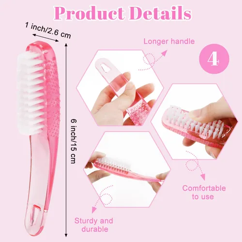 Vista 3 de 24 cepillos de uñas con agarre de mango, cepillo de uñas de varios colores, cepillos de limpieza para uñas de dedos de los pies, cepillos
