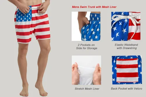 Vista 4 de MADHERO Traje de baño para hombre con estampado divertido con forro de malla