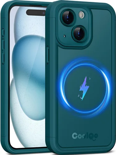 Vista 32 de COOLQO Funda magnética para iPhone 12, doble capa mate resistente a los arañazos, color negro