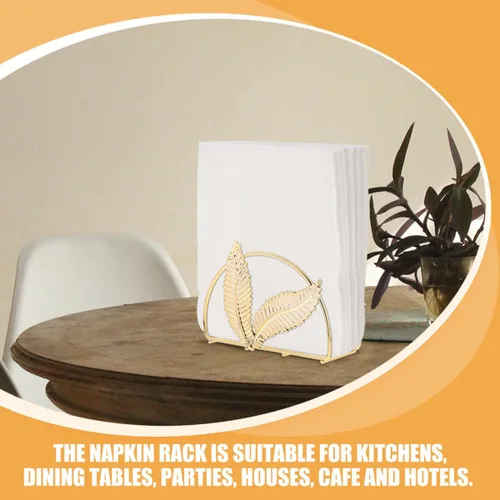 Vista 5 de HOMSFOU 2pcs Metal Napkin Holder Rack Set, Standing Paper Tissue Dispenser for Tabletop, Modern Farmhouse Style Serviette Organizer for Restaurant