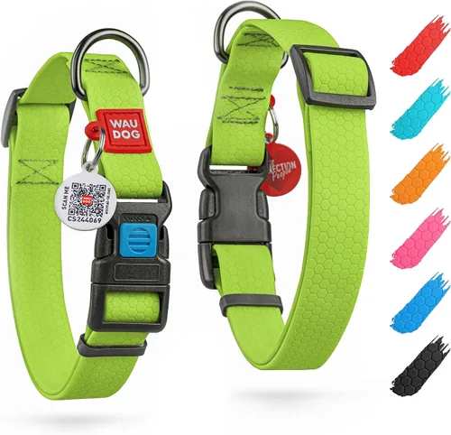 Vista 19 de WAUDOG Collar de perro impermeable – Collar ajustable para perros grandes, pequeños y medianos – Collares resistentes con cierre de metal duradero