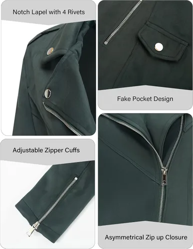 Vista 5 de Bellivera Chaquetas de cuero sintético para mujer, abrigo corto de moda para primavera e invierno