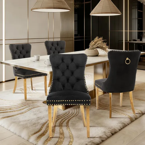 Vista 10 de Juego de 2 sillas de comedor de terciopelo con patas de madera, color beige Mid Century Modern Dining Chairs,Upholstered Chairs with Nailhead