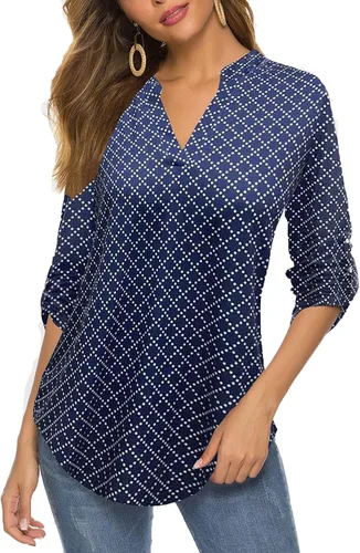 Vista 26 de Halife Blusa de trabajo con cuello en V y manga 3/4 enrollable, estampado c-army verde