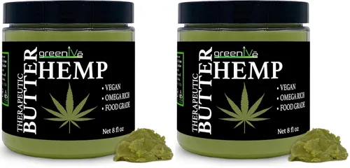 Vista 9 de GreenIVe Mantequilla corporal de cáñamo 17,500 mg por onza Aceite de cáñamo cremoso natural crudo y manteca de cacao virgen cultivado orgánicamente.