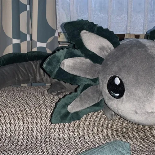 Vista 3 de Animales de peluche de ajolote con peso de 30 pulgadas para adultos y niños, 5 libras de peso grande, animales de regazo de ajolote de peluche