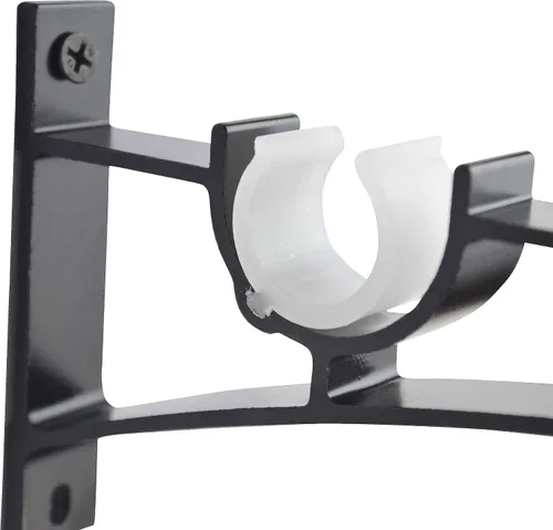 Vista 4 de AddGrace Juego de 4 soportes para barra de cortina dobles para cortinero, accesorios de ventana (negro)