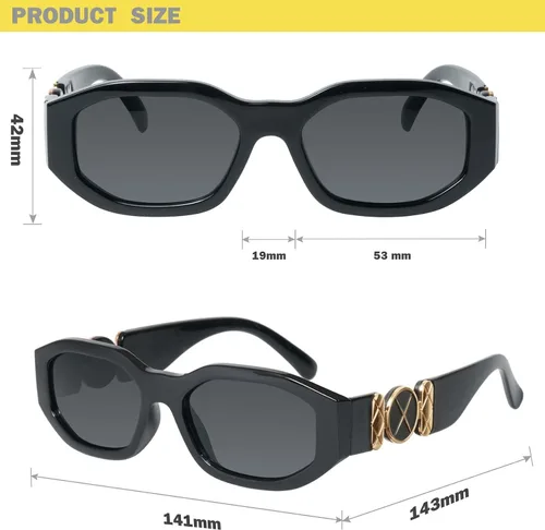Vista 5 de mosanana Gafas de sol rectangulares de moda para mujeres y hombres, modelo TRACER