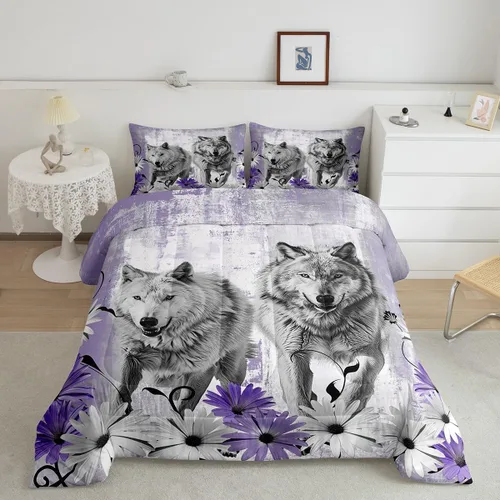 Vista 23 de Erosebridal Juego de edredón con estampado de vaca de las Highland, juego de ropa de cama de granja occidental verde azulado, decoración rústica