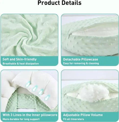 Vista 5 de DONAMA Almohada de embarazo para dormir, desmontable y ajustable, almohada de maternidad de apoyo de doble cara, agradable a la piel para mujeres