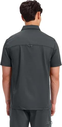Vista 5 de Cherokee Scrubs for Men Polo Nursing Scrub Top with Chest Pocket, Breathable Mesh, Ultra Soft 2-Way Stretch Fabric WW615