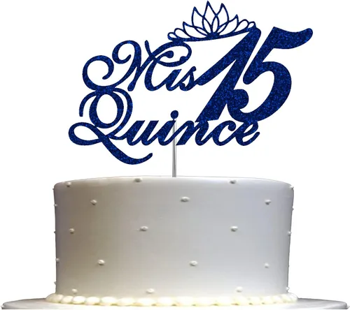 Vista 11 de Mis Quince 15 Quinceañera - Decoración para tartas con purpurina para quinceañera, ideas de decoración de fiesta de cumpleaños, decoración de alta