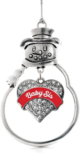 Vista 191 de Inspired Silver - Big Sis - Adorno de Navidad plateado - Adorno de árbol de Navidad con dije de corazón con circonita cúbica - Decoración colgante