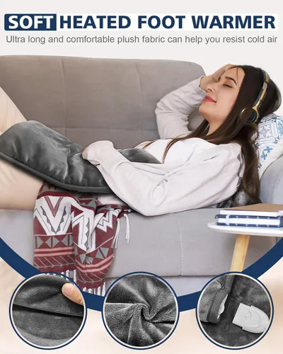 Vista 8 de Calentador de pies de doble cara, almohadillas térmicas eléctricas para pies para mujeres y hombres, con calentamiento rápido y lavable a máquina