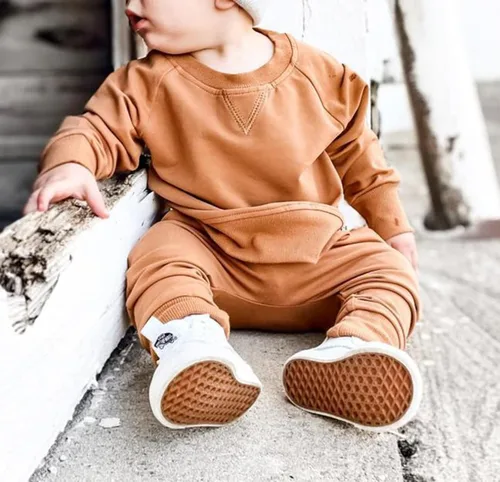 Vista 3 de AEEMCEM Sudadera de algodón sólido para bebé, niño y niña, camiseta de manga larga, cuello redondo, blusa para otoño