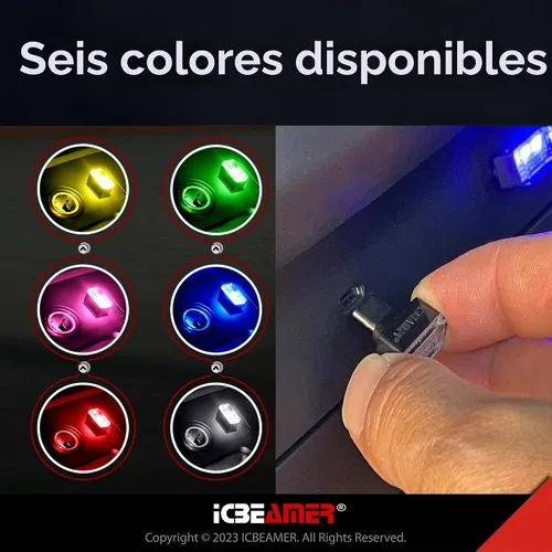 Vista 5 de ICBEAMER Adaptadores tipo C luz de atmósfera 1 paquete (blanco) Luz nocturna LED miniatura universal enchufable para interior del automóvil e