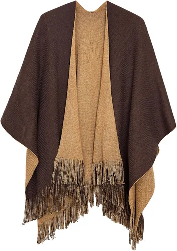 Vista 35 de Urban CoCo Poncho vintage de invierno para mujer, capa con borlas, chal envolvente