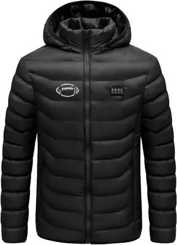 Vista 7 de Chaqueta térmica ligera con bolsillos para hombre y mujer, con capucha para invierno, con carga USB, abrigo térmico