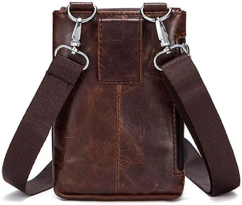 Vista 2 de Hebetag Bolso pequeño de cuero para cinturón de teléfono, monedero para hombre, funda de bucle, paquete de cintura, mensajero de viaje, bolsa