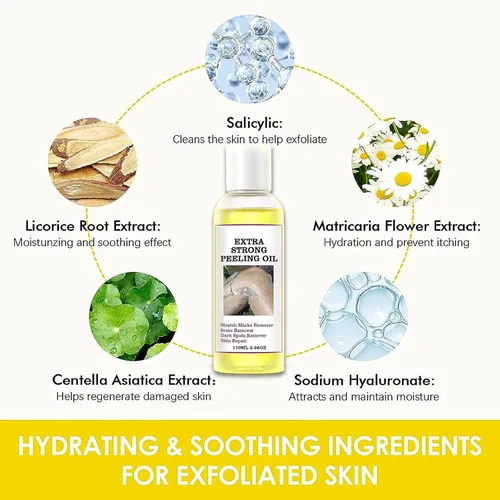 Vista 5 de Aceite de pelar amarillo, aceite de pelar para piel oscura, gel de pelado fuerte extra fuerte, solución exfoliante para cuerpo, todo