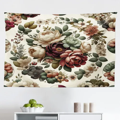 Vista 146 de Ambesonne Tapiz bohemio, diseño floral de bruja, luna y mariposa con adornos de mandala, decoración de tela para colgar en la pared para dormitorio