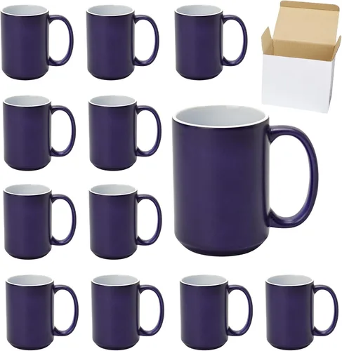 Vista 5 de Taza de café de cerámica por sublimación de 15 onzas, 12 colores surtidos, caja de 24 colores variados (12 Assorted colors)