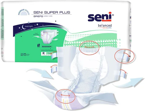 Vista 7 de Seni Super Plus - Calzoncillos unisex para incontinencia para adultos con pestañas, talla M (30-43 pulgadas), 50 unidades (2 paquetes de 25)