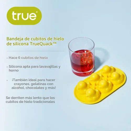 Vista 2 de TrueZoo Quack the Ice Duck - Bandeja para cubitos de hielo, molde de silicona de fácil liberación para whisky, cócteles, té helado, chupitos
