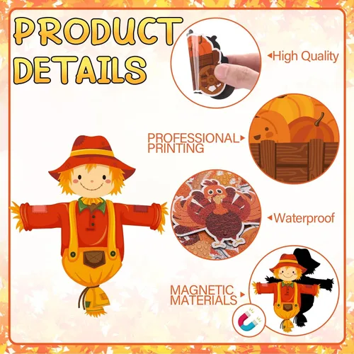 Vista 3 de 29 imanes de otoño para refrigerador, Día de Acción de Gracias, imán magnético para nevera, cosecha, otoño, decoración para buzón, casillero