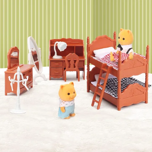 Vista 6 de Juego de muebles para casa de muñecas para niños, juguetes en miniatura