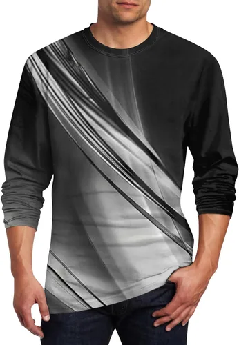Vista 14 de Camisetas de verano para hombre, de manga larga, cuello redondo, casuales, básicas, atléticas, tallas S-4XL
