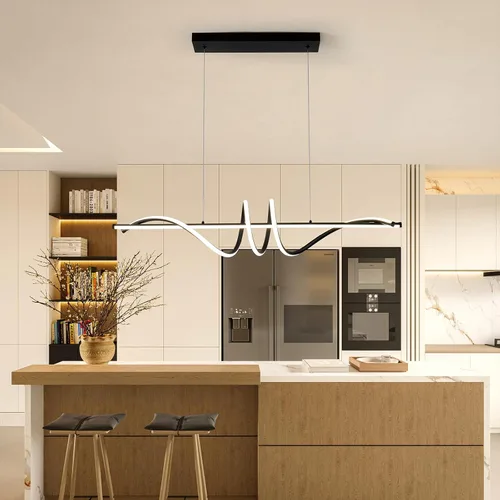Vista 7 de Jaycomey Lámpara LED moderna para comedor, 52 W, regulable, moderna, lineal, con control remoto, 3000K a 6500K, lámpara de techo ajustable para isla