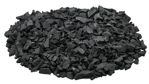 Vista 4 de Piedras de Shungit Crudas de Amazing Gemstone, Piedras de Shungit Reales para Purificación de Agua - 4-10mm Piedra Shungit Original (0.45 kg)