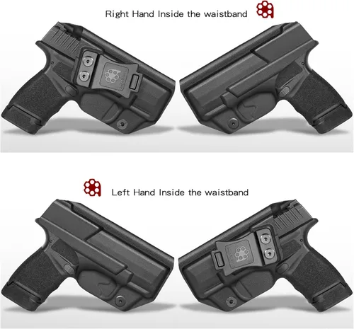 Vista 2 de Funda Kydex IWB fabricada en Estados Unidos para Springfield Hellcat Diseño a prueba de sudor con un protector de sudor completo, inclinación