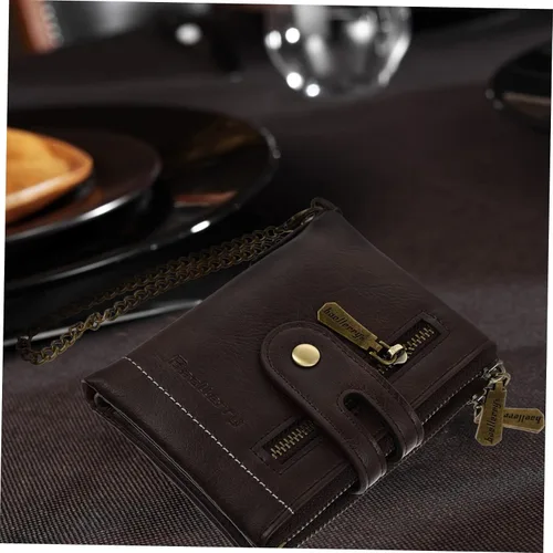 Vista 5 de TENDYCOCO Cartera multiherramienta con cremallera, 2 unidades, estilo vintage, para hombres, tarjetas, para negocios, a la moda, Coffeex6pcs