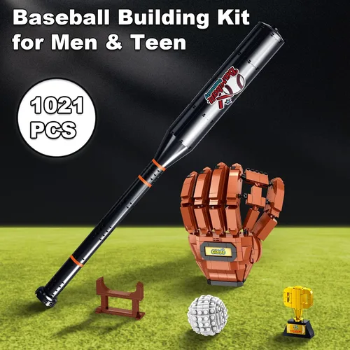 Vista 2 de Día del Padre para papás del béisbol y fanáticos de los deportes, juego de construcción de béisbol para adultos, 1021 piezas de juguete