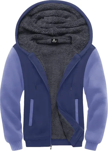 Vista 63 de SCODI Sudaderas con capucha para hombre, forro polar pesado, cremallera completa, forro de sherpa grueso, chaqueta con capucha