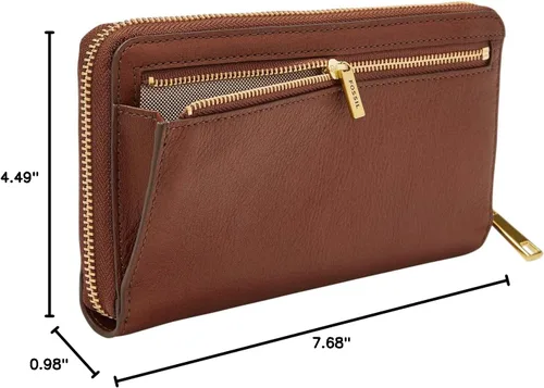 Vista 10 de Fossil Cartera Liza de piel con cremallera alrededor de la cartera con correa retráctil para la muñeca para mujer