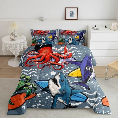 Vista 35 de Feelyou, juego de ropa de cama estilo vaquero tamaño individual para niños, juego de edredón occidental para niños y niñas, desierto del lejano